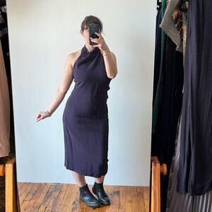 CUSHNIE ET OCHS Halter Neck Sleeveless Midi Dress - Eggplant